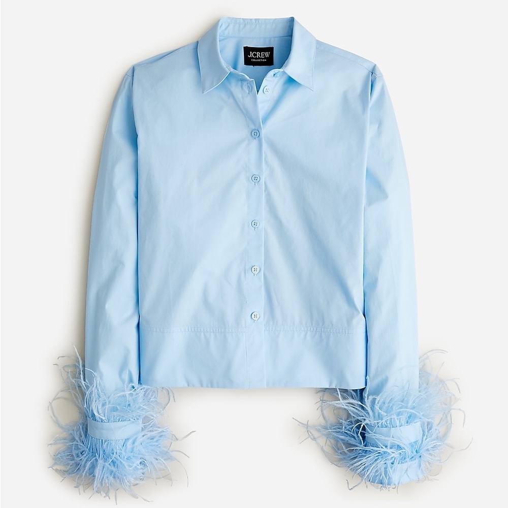 J.Crew Collection cropped feather-trim garçon shirt